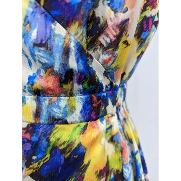 Willy Jay's Blue and Yellow Lightweight Wrap Dress Size S - Picture 3 of 9